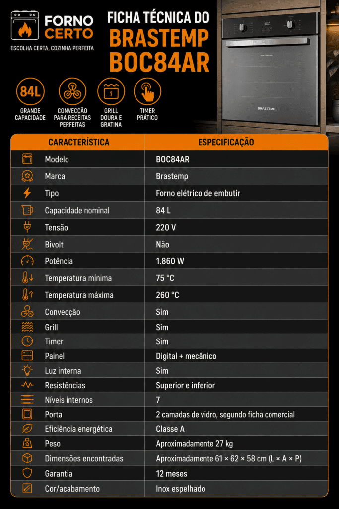 Ficha técnica do Brastemp BOC84AR