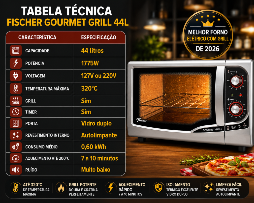 Fischer Gourmet Grill 44L  - TABELA TÉCNICA