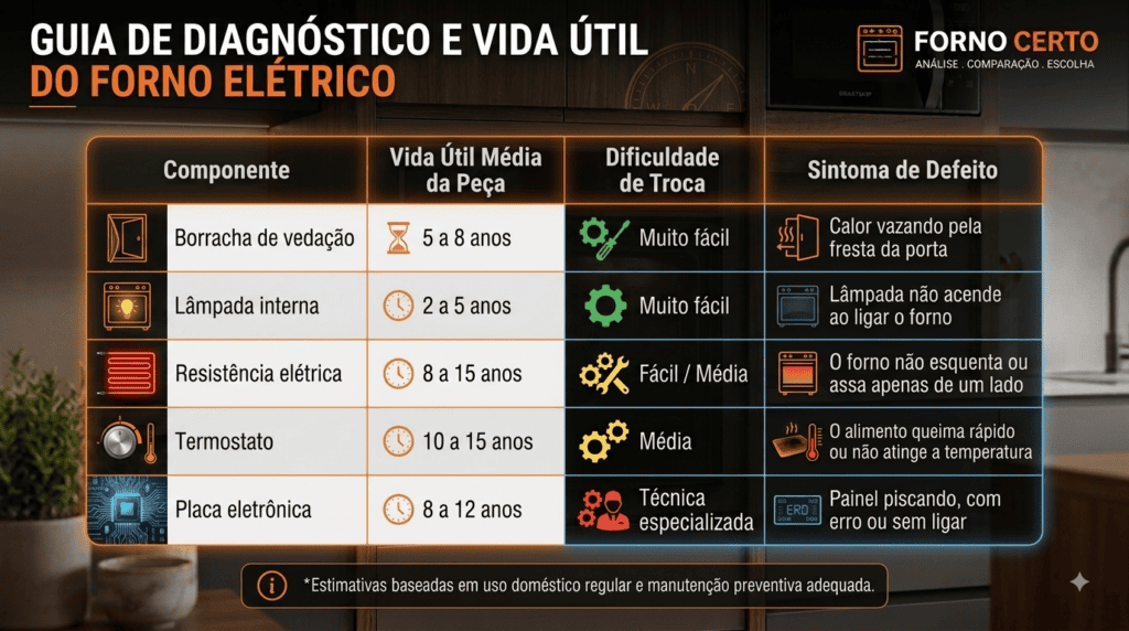 Quanto tempo dura um forno elétrico: vida útil dos componentes
