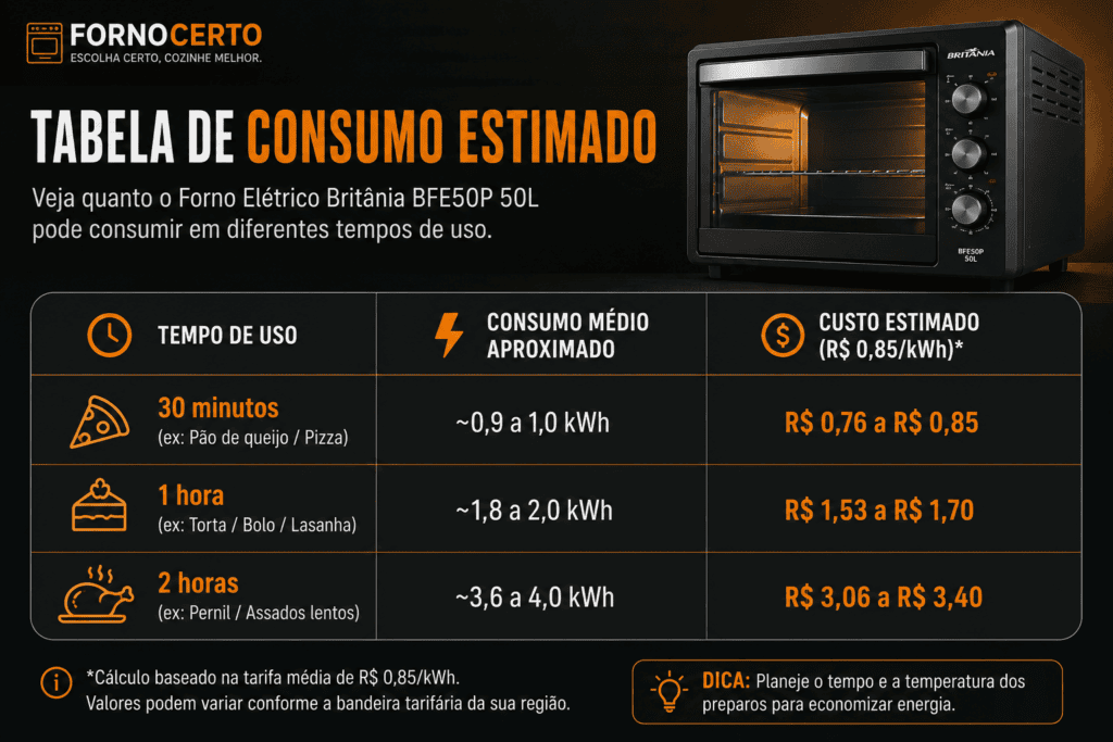 Britânia BFE50P Tabela de Consumo Estimado