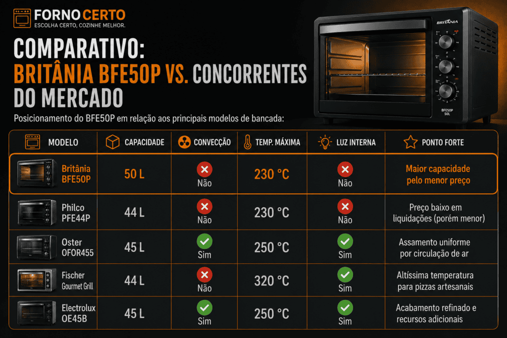 Britânia BFE50P vs. Concorrentes do Mercado