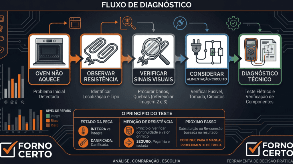 Como Saber se a Resistência do Forno Queimou? Fluxo de diagnóstico
