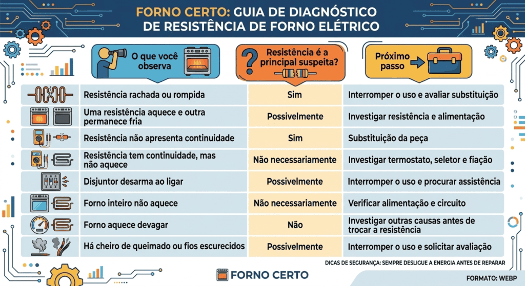 Como Saber se a Resistência do Forno Queimou? Tabela de diagnóstico rápido