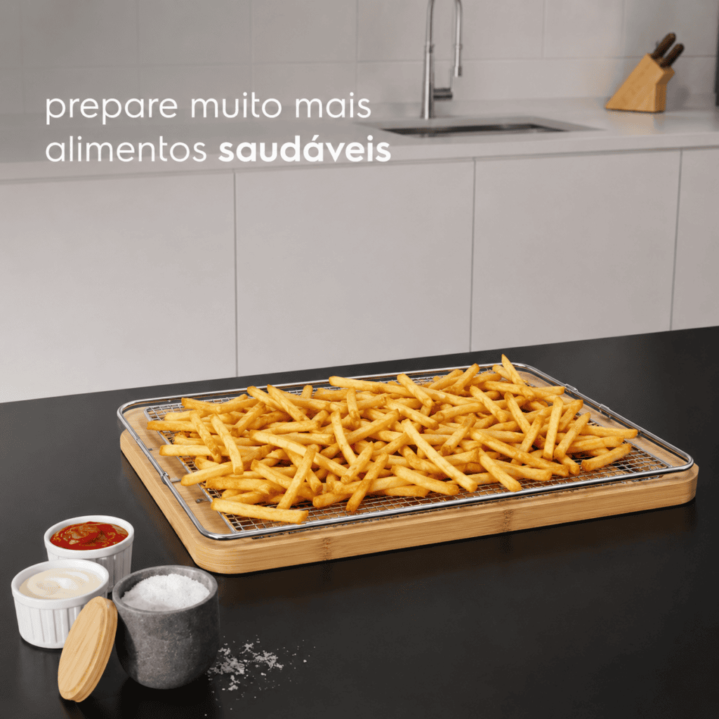 Prepare alimentos saborosos, crocantes  e saudáveis para sua família