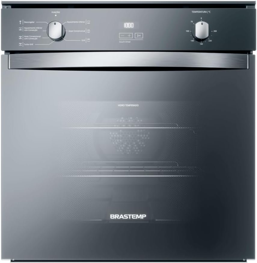 Forno de Embutir Elétrico Brastemp 84 Litros Cor Inox Espelhado com Convecção e Timer Touch