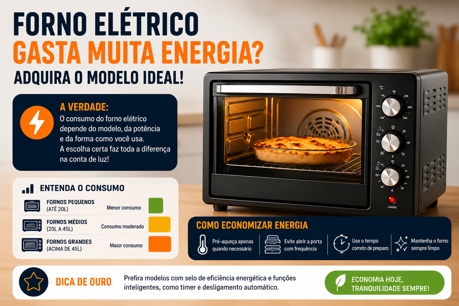 Forno elétrico gasta muita energia