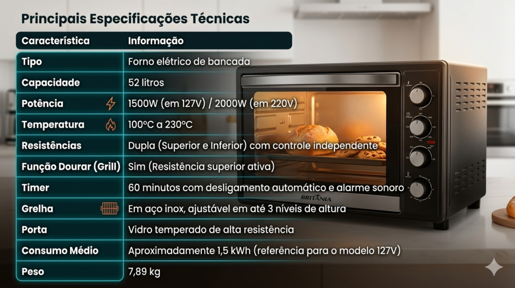 Principais Especificações Técnicas