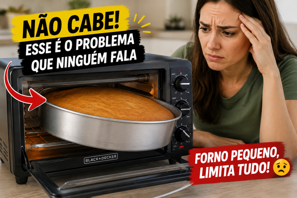 “problema oculto” forno pequeno com forma grande que não cabe