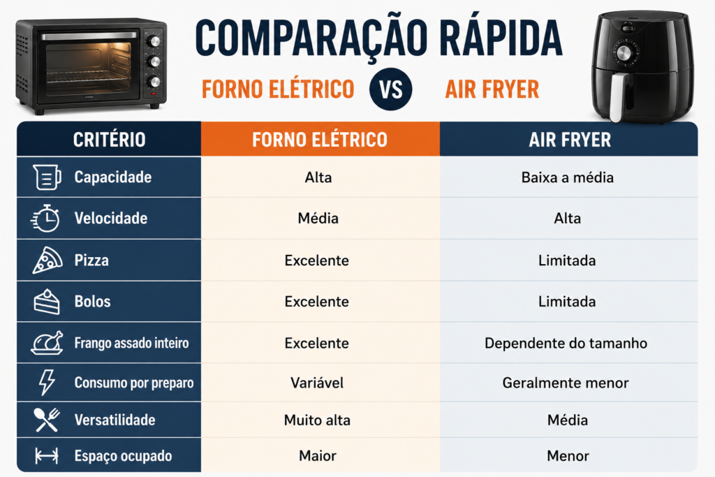 Forno Elétrico e Air Fryer COMPARAÇÃO