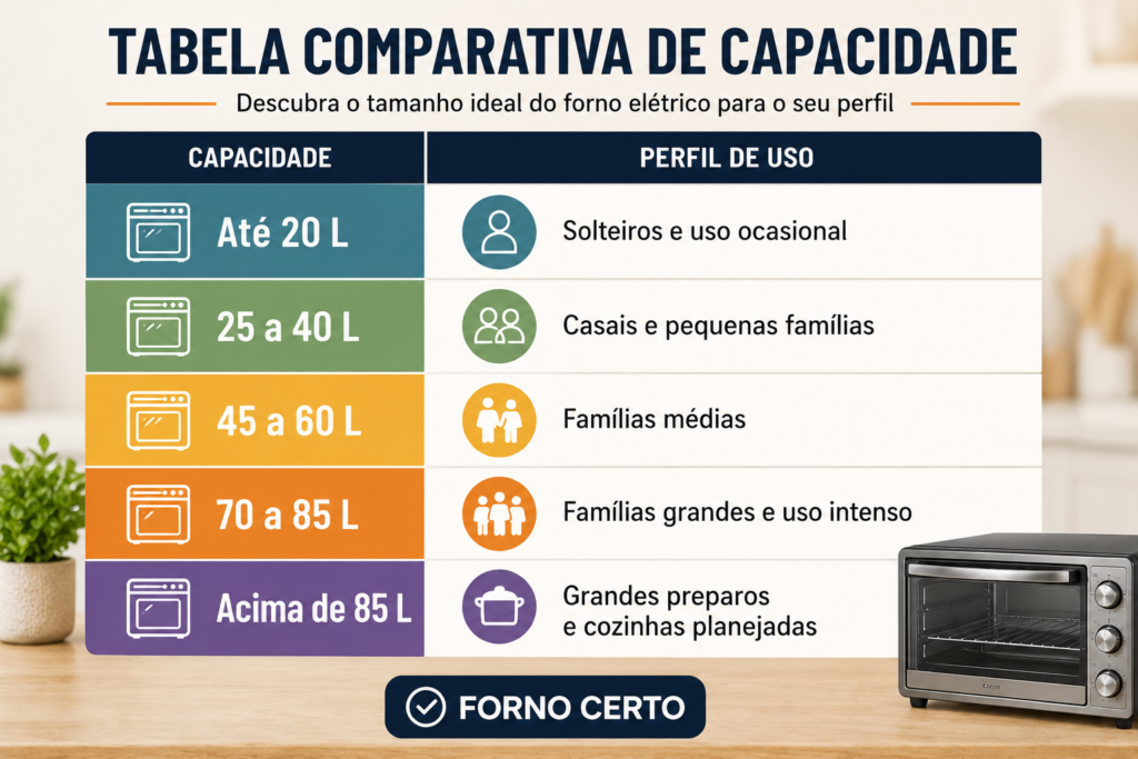 Tabela Comparativa de Capacidade