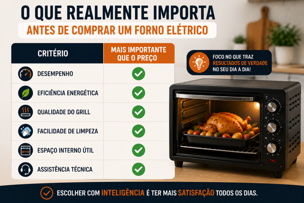 Tabela demonstrando os itens a ser verificados quando da compra de um forno elétrico.