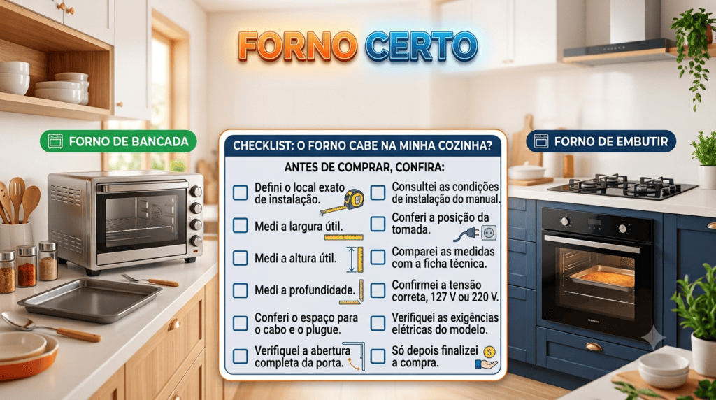 Checklist: o forno cabe na minha cozinha? Itens para verificar na hora de escolher seu forno elétrico.