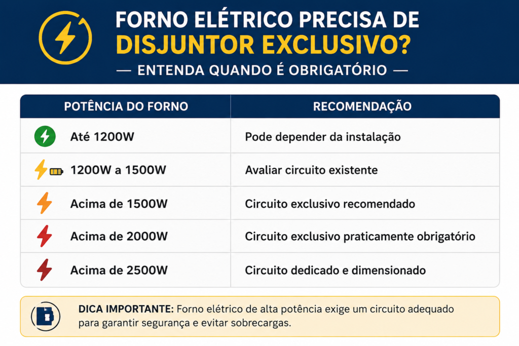Tabela Potência x Necessidade de Circuito