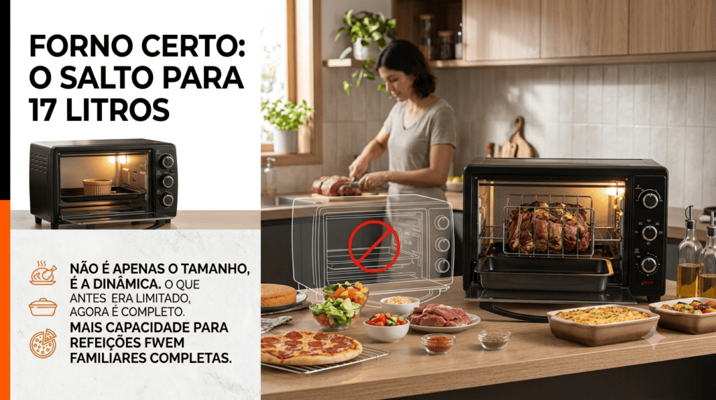 O Forno de 17 Litros: O Equilíbrio da Versatilidade Portátil